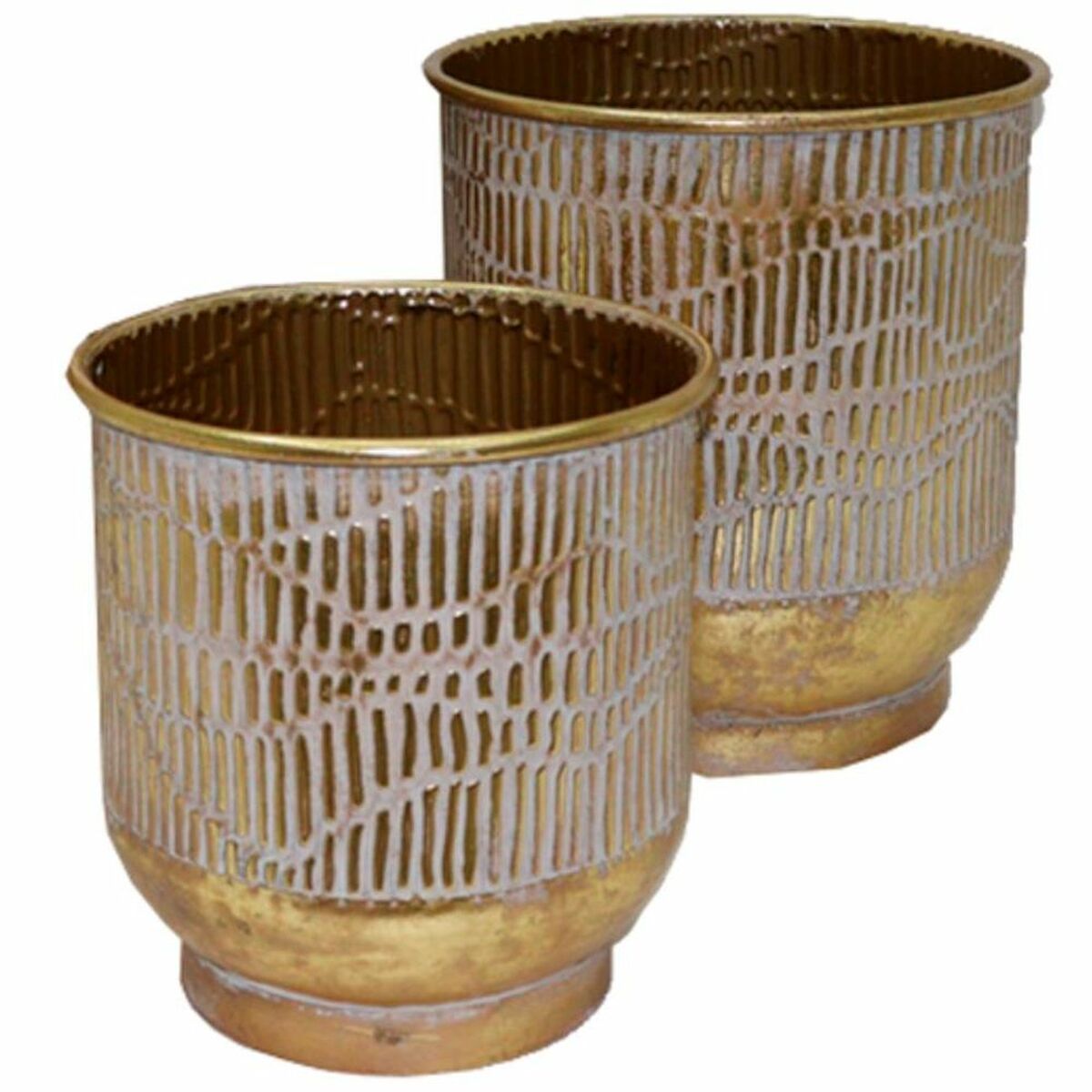 Planter DKD Home Decor Golden Metal (2 pcs) (28 x 28 x 30 cm)