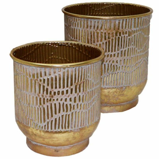 Planter DKD Home Decor Golden Metal (2 pcs) (28 x 28 x 30 cm)