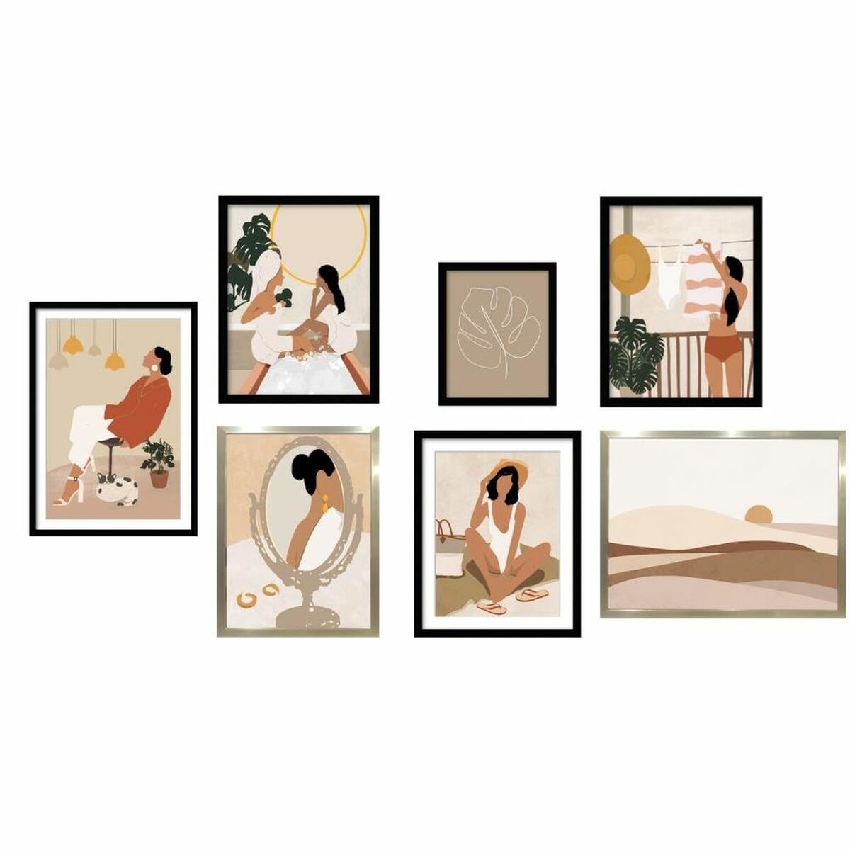 Set of 7 pictures DKD Home Decor Women (43 x 2 x 63 cm)