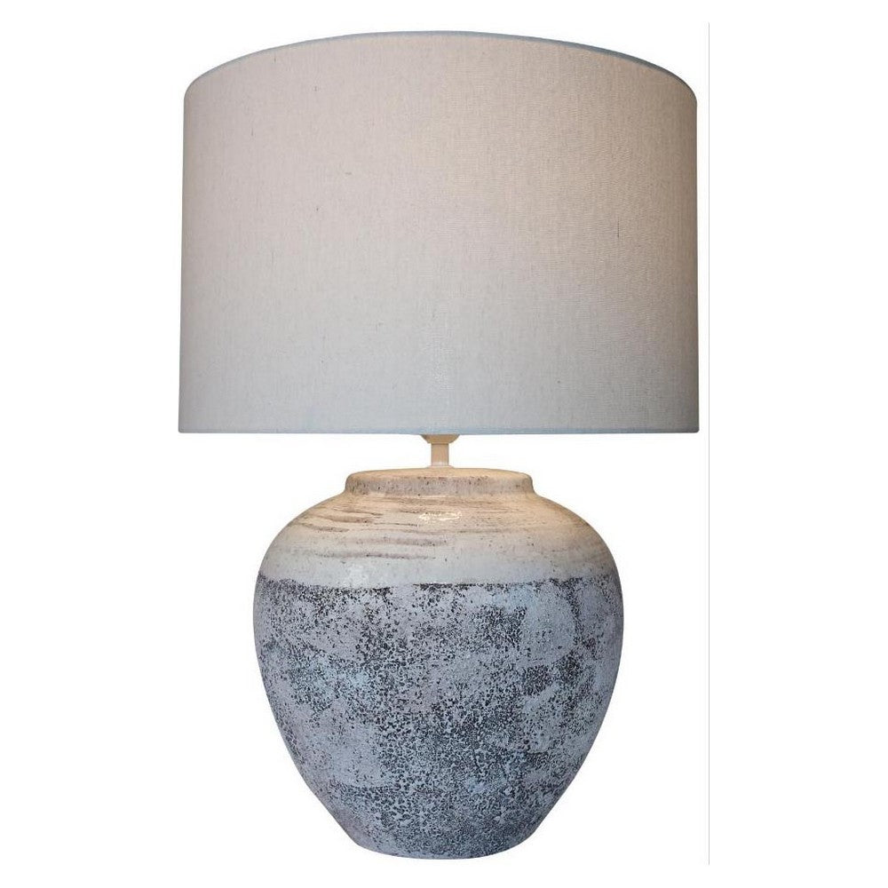 Desk lamp DKD Home Decor Canvas Ceramic Grey (42 x 42 x 60 cm)