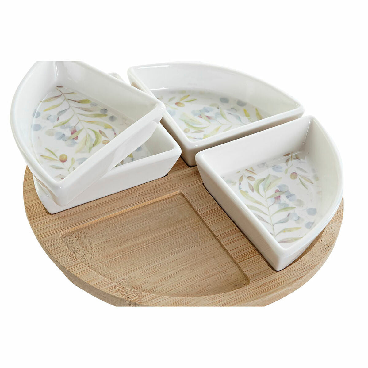 Appetizer Set DKD Home Decor Bamboo Stoneware (5 pcs) (21.5 x 21.5 x 1 cm)