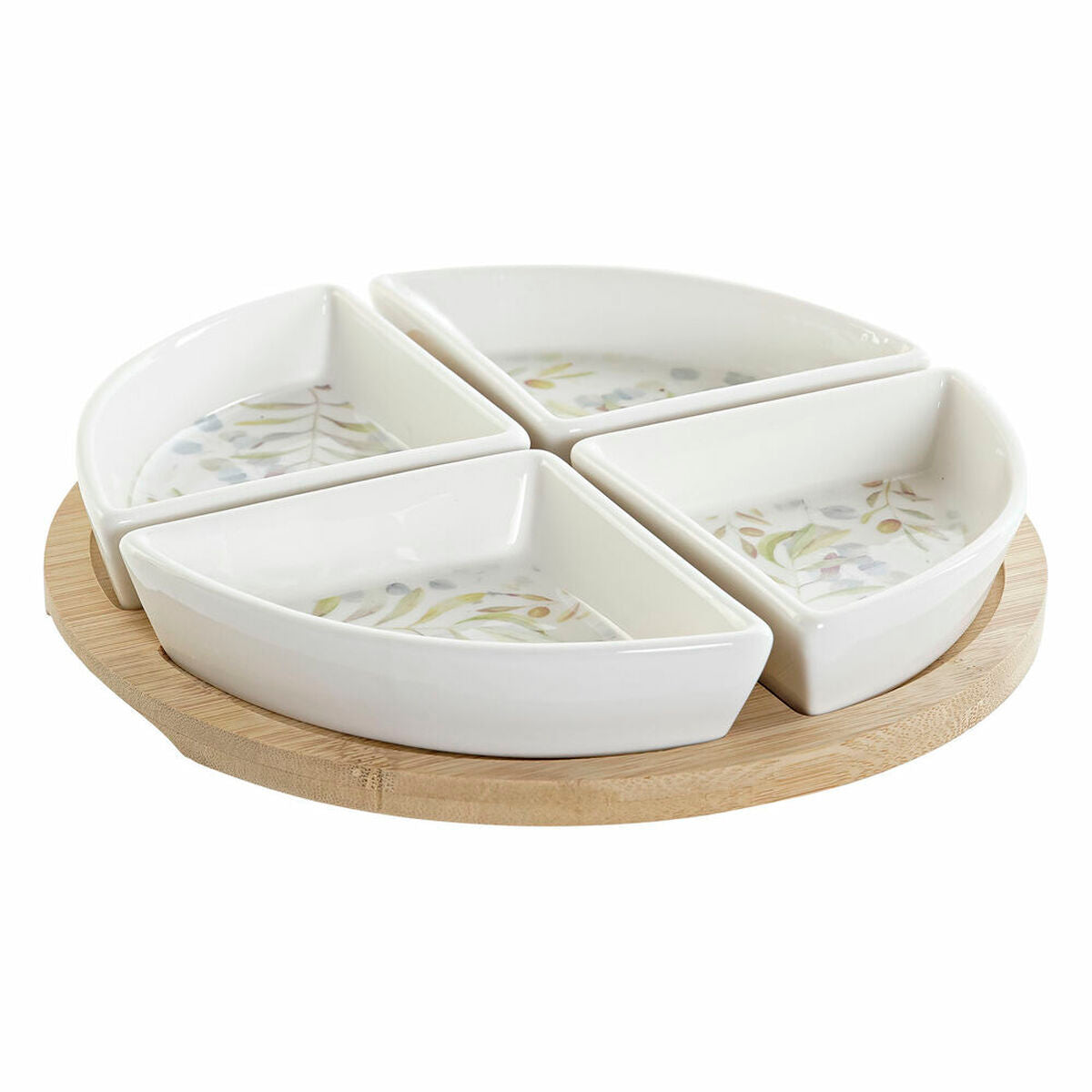 Appetizer Set DKD Home Decor Bamboo Stoneware (5 pcs) (21.5 x 21.5 x 1 cm)