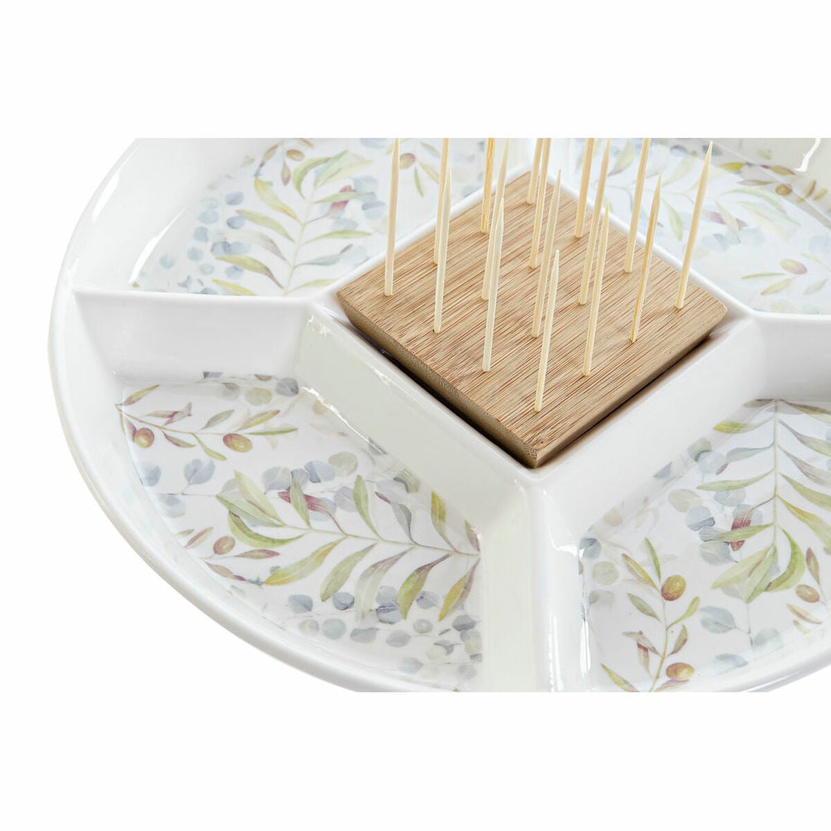 Snack tray DKD Home Decor Bamboo Stoneware (23.5 x 23.5 x 7 cm)