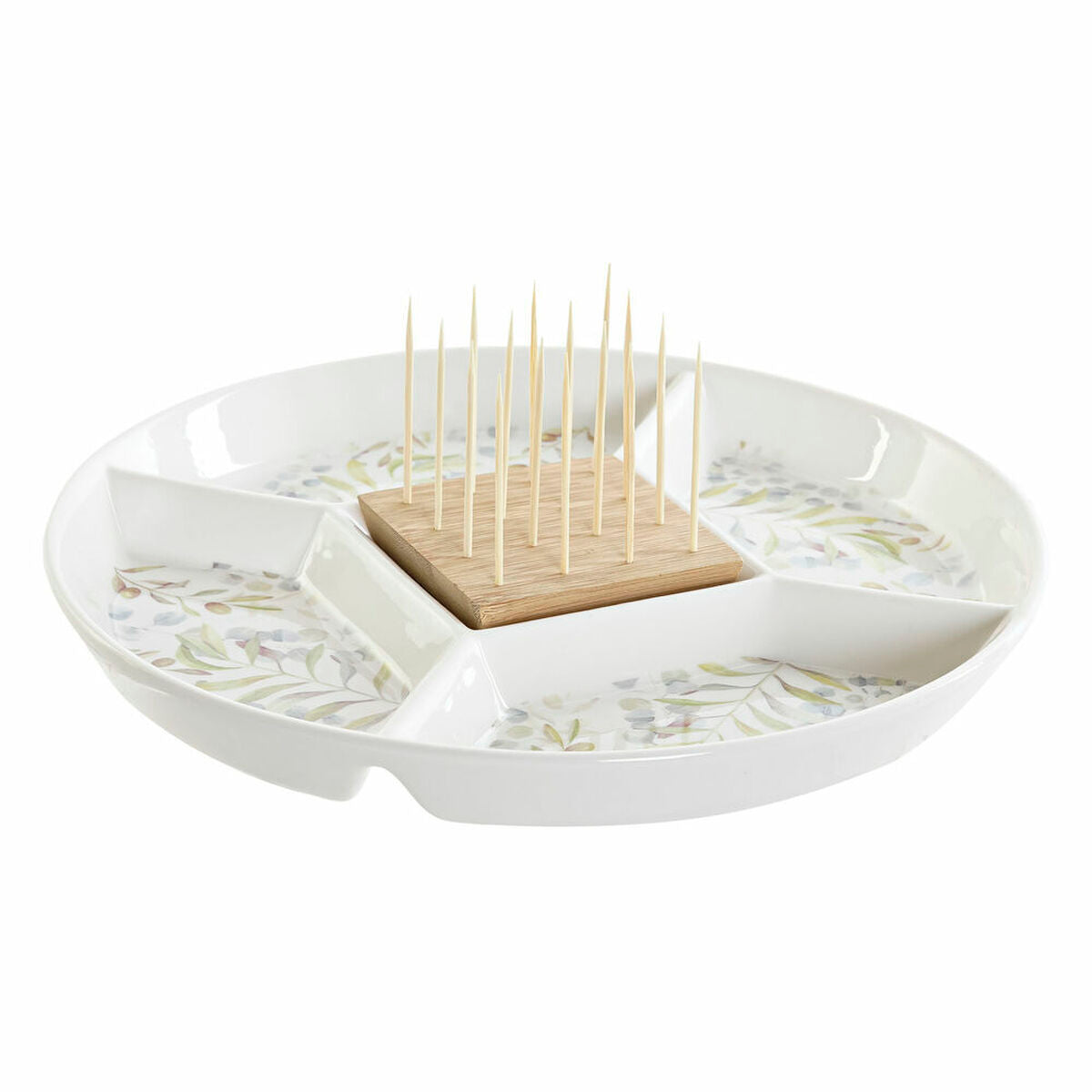 Snack tray DKD Home Decor Bamboo Stoneware (23.5 x 23.5 x 7 cm)