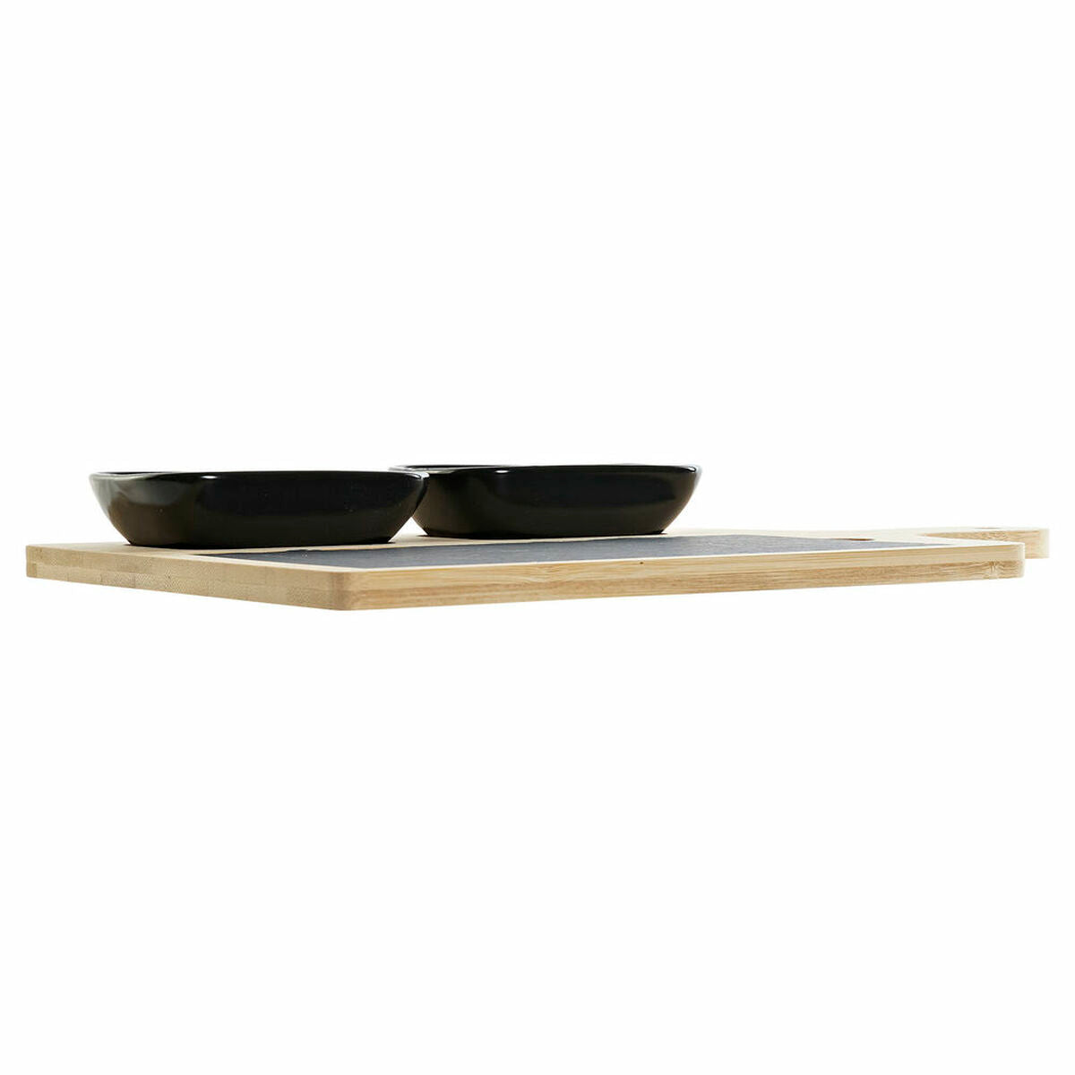 Appetizer Set DKD Home Decor Black Bamboo Stoneware Board Natural (33 x 19.7 x 3.5 cm) (4 pcs)