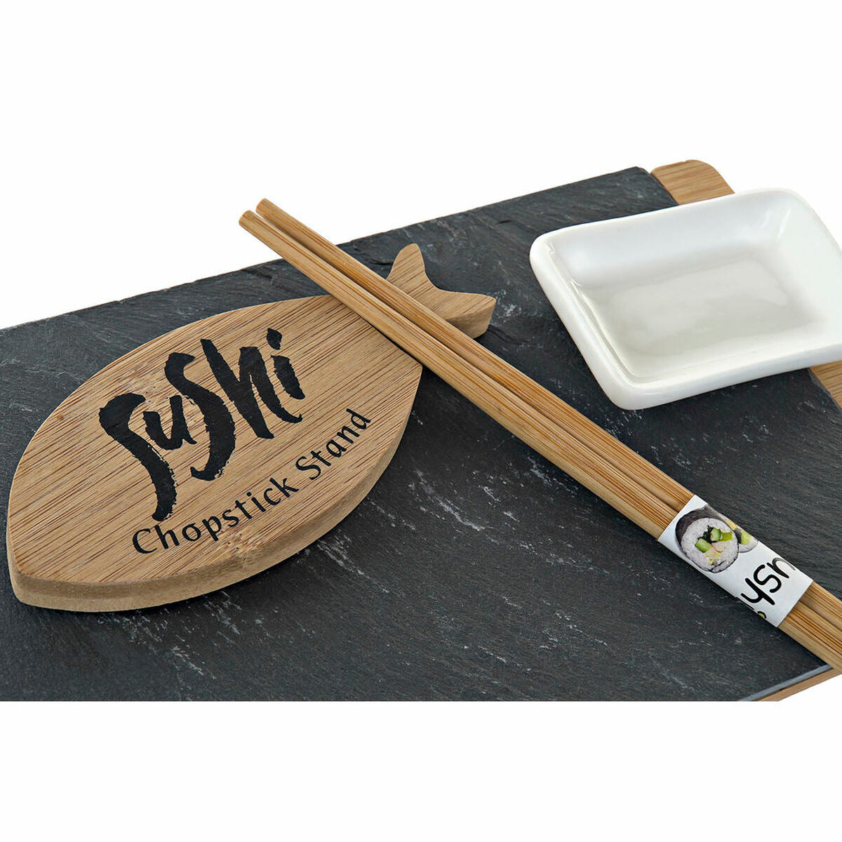 Sushi Set DKD Home Decor Ceramic Board Bamboo (9 pcs)