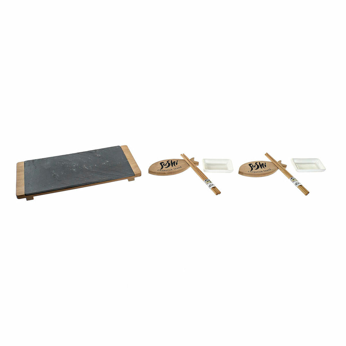 Sushi Set DKD Home Decor Ceramic Board Bamboo (9 pcs)