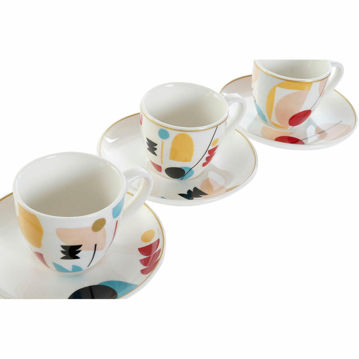 Piece Coffee Cup Set DKD Home Decor Abstract Bone China Porcelain (80 ml) (6 pcs)