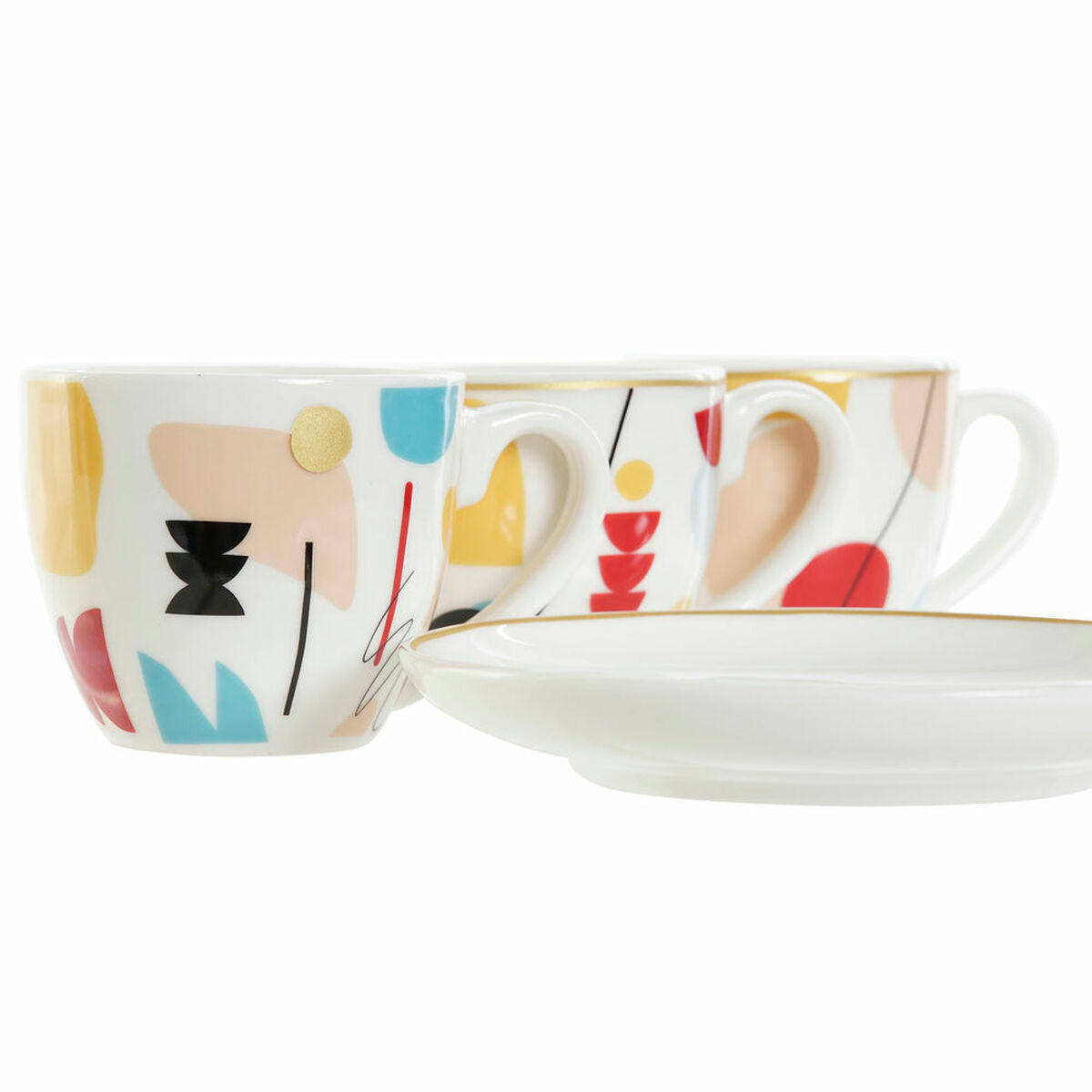 Piece Coffee Cup Set DKD Home Decor Abstract Bone China Porcelain (80 ml) (6 pcs)