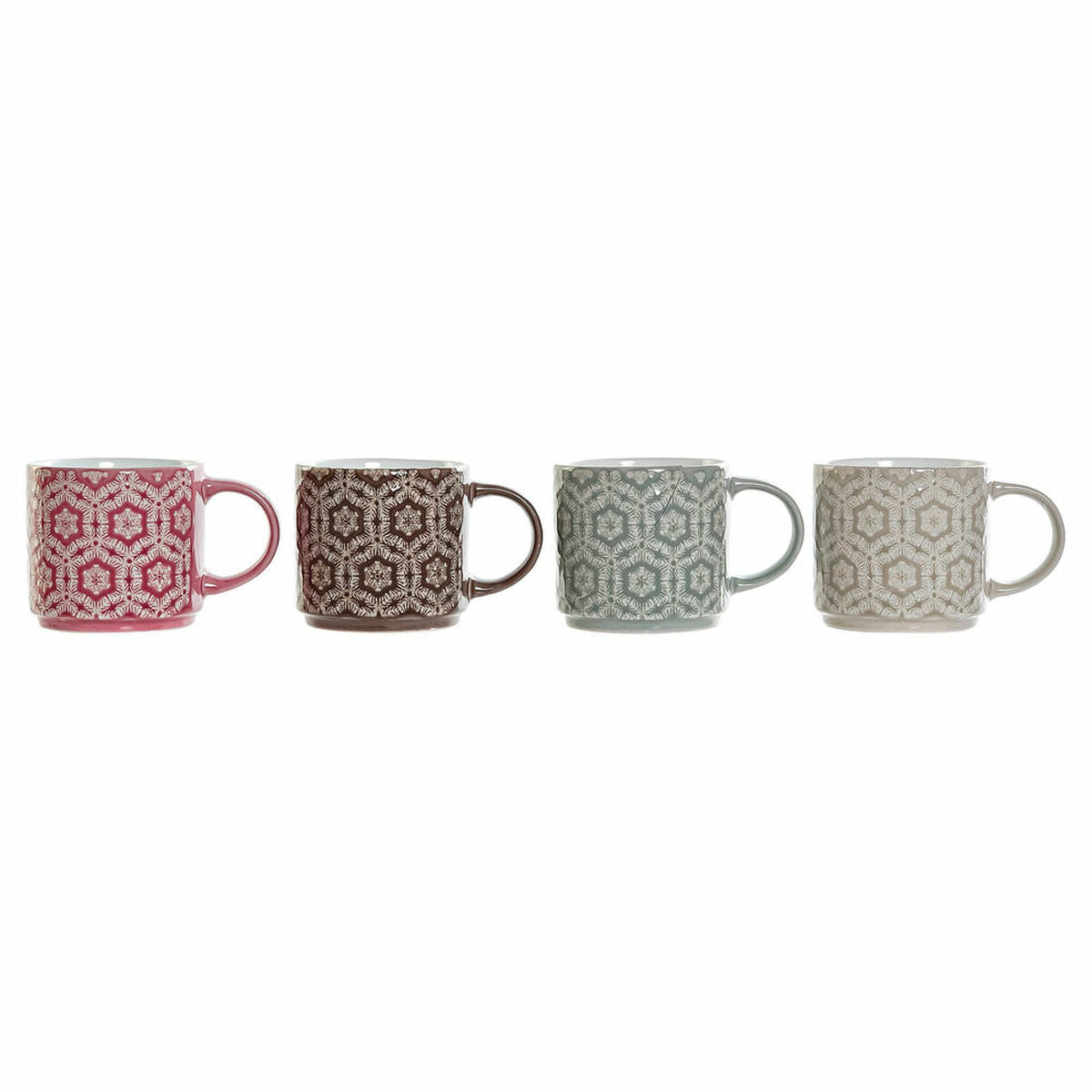 Mug DKD Home Decor Iron Stoneware (400 ml) (4 pcs)