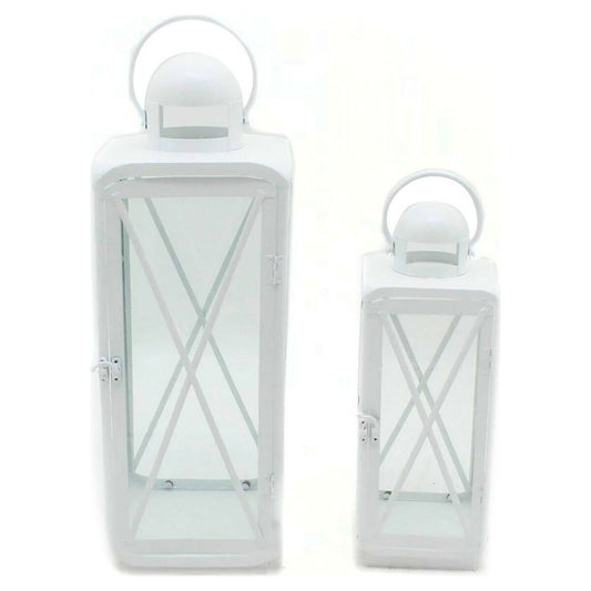 Lantern DKD Home Decor Crystal Metal White (21 x 21 x 57 cm) (2 pcs)