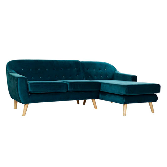 Chaise Longue Sofa DKD Home Decor Turquoise Polyester Rubber wood (230 x 144 x 84 cm)