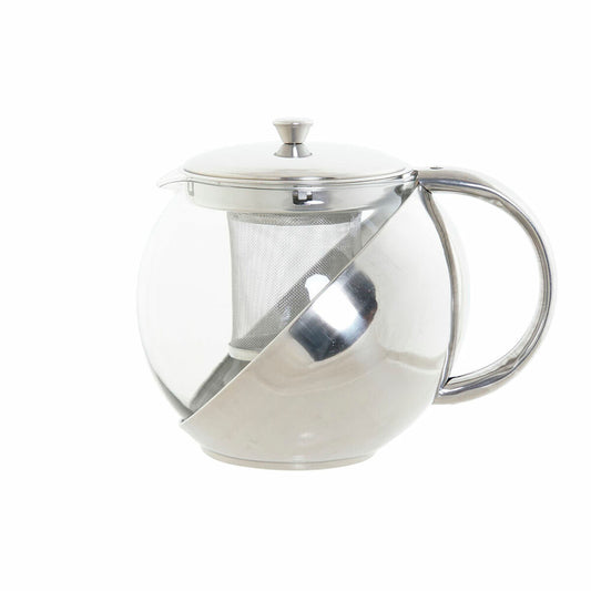 Teapot DKD Home Decor S3026073 Crystal Stainless steel Silver (18 x 13 x 15 cm) (1100 ml)