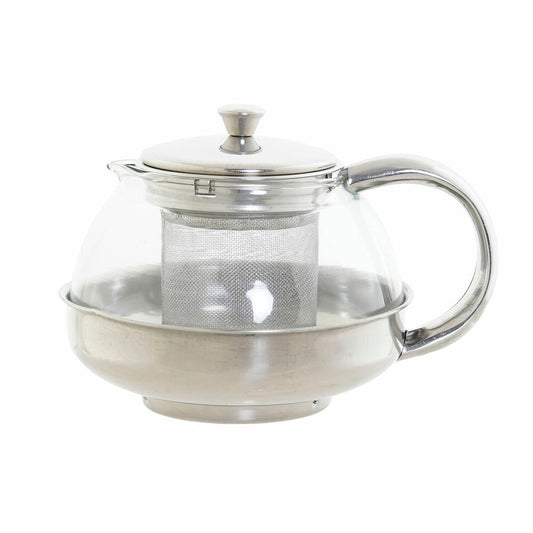 Teapot DKD Home Decor S3026076 Crystal Stainless steel Silver (15 x 12 x 12 cm) (600 ml)