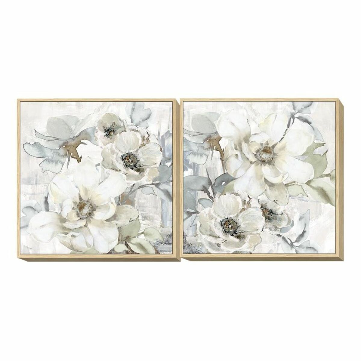 Painting DKD Home Decor Flowers (80 x 4 x 80 cm) (2 Units)