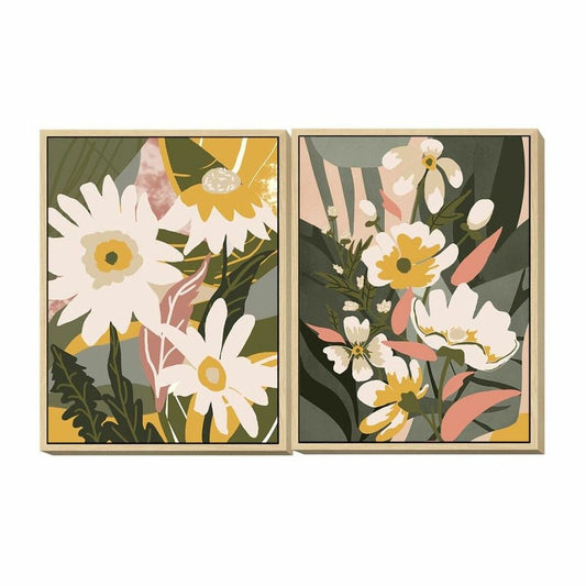 Painting DKD Home Decor Flowers (60 x 4 x 80 cm) (2 Units)