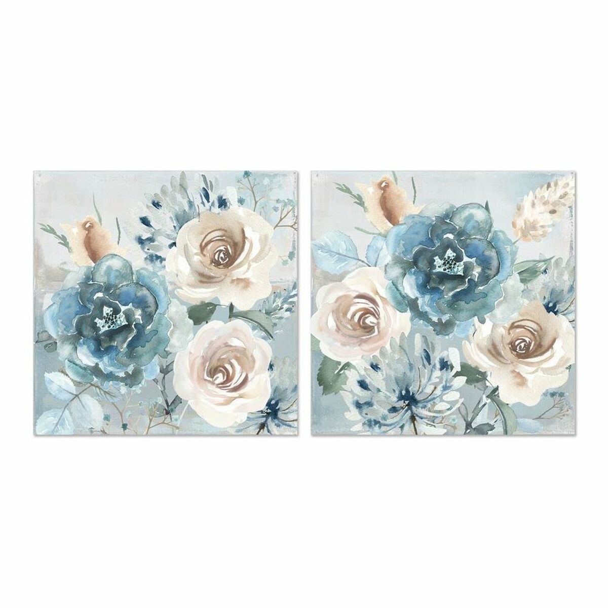 Painting DKD Home Decor Flowers (80 x 3 x 80 cm) (2 Units)