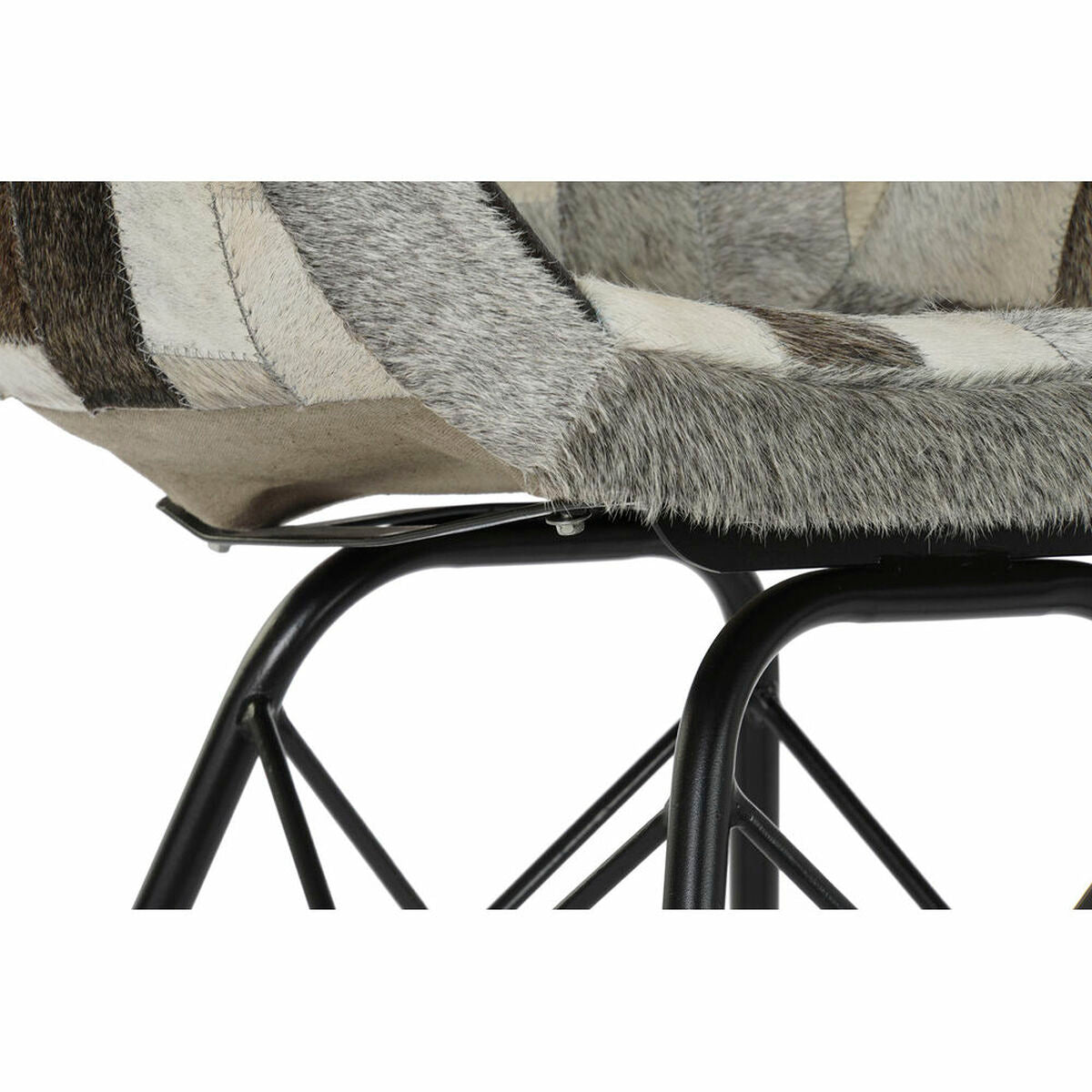 Chair with Armrests DKD Home Decor Black Metal Leather (60.5 x 53 x 81.5 cm)