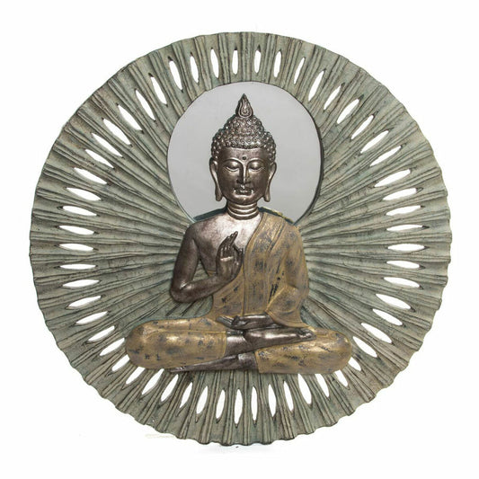 Wall Decoration DKD Home Decor Mirror Beige Buddha Resin Light Copper (59 x 5 x 59 cm)