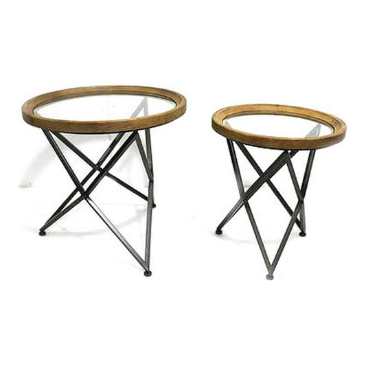 Set of 2 tables DKD Home Decor Crystal Metal (65 x 65 x 63 cm) (2 pcs)