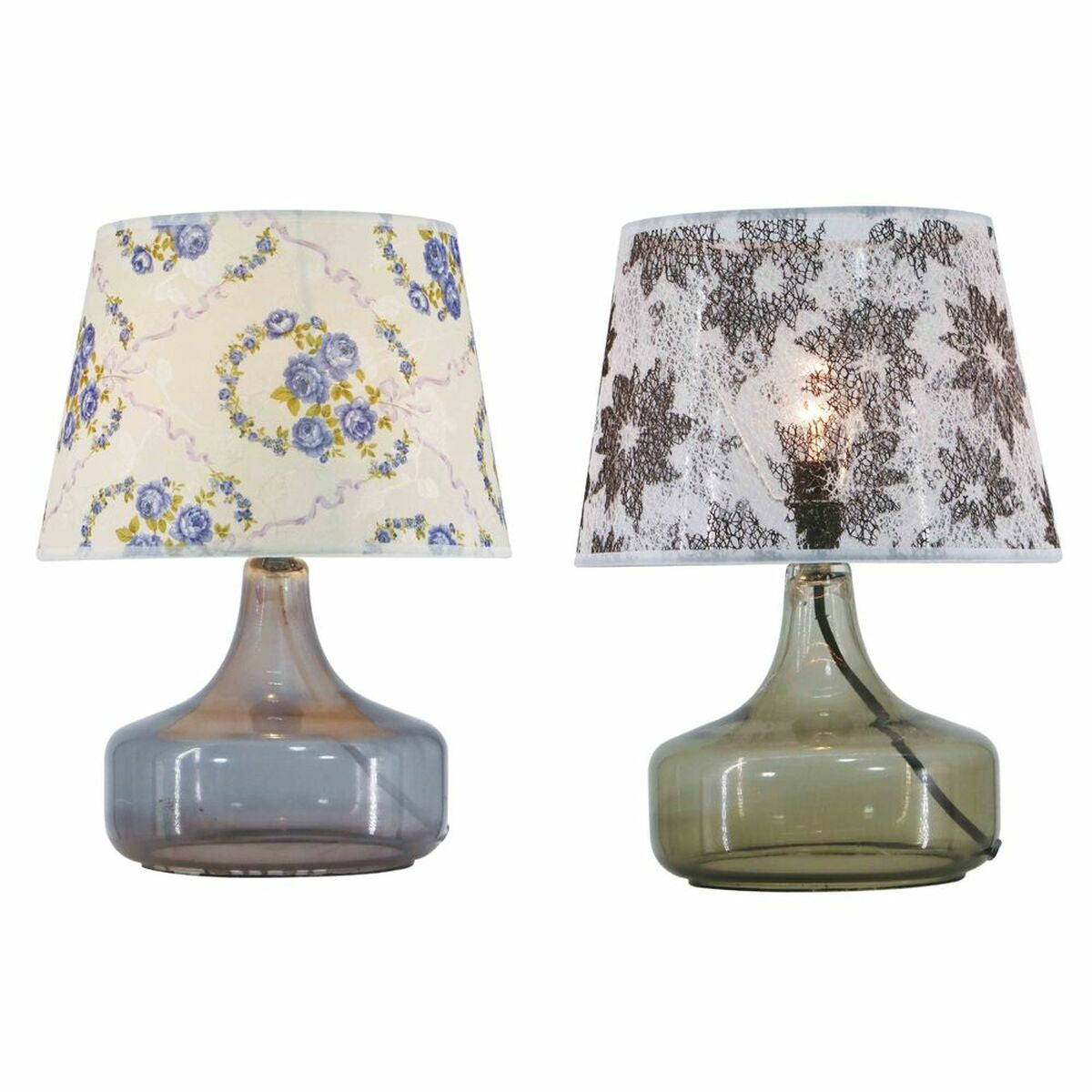 Desk lamp DKD Home Decor Crystal Polyester Flowers (28 x 28 x 38 cm) (2 pcs)