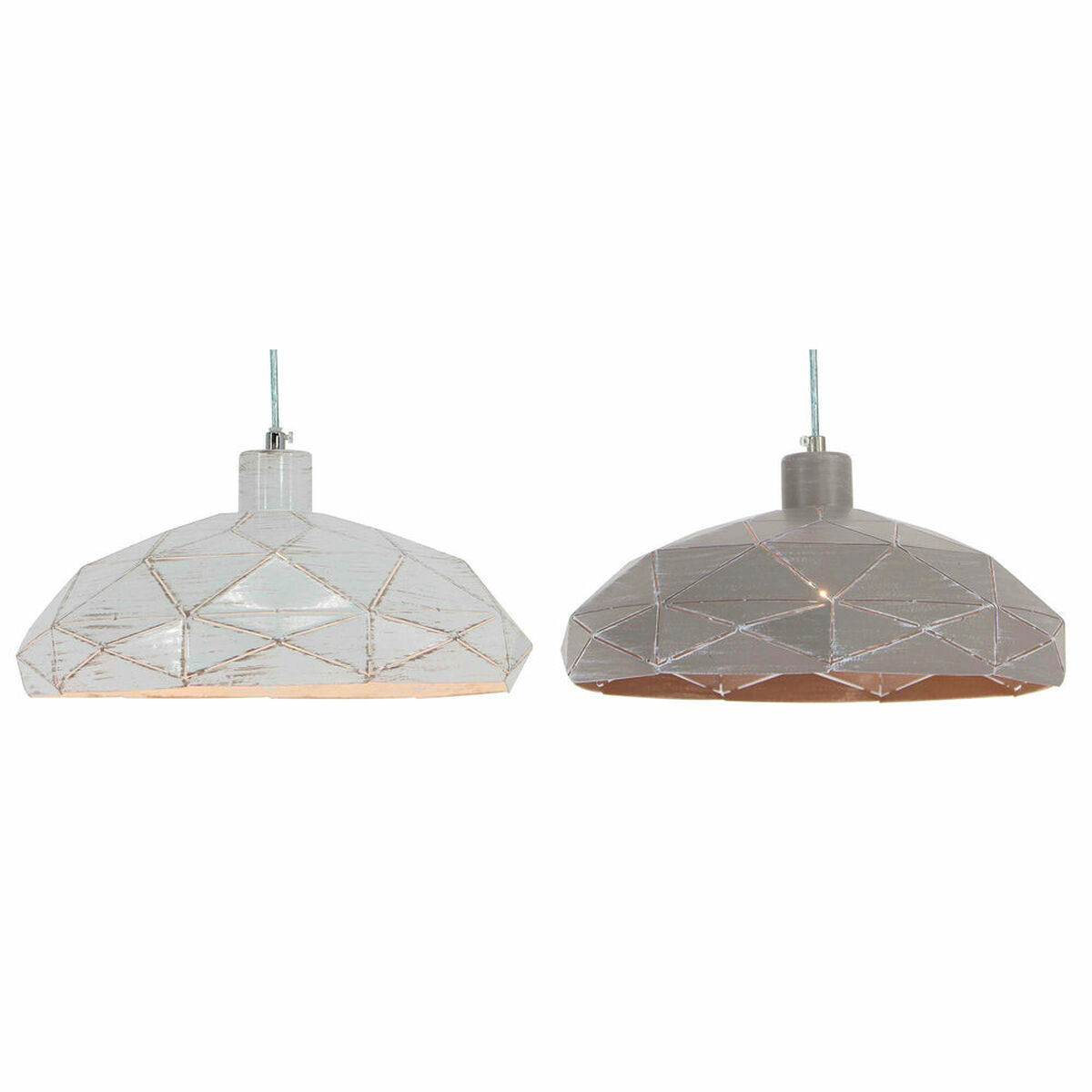 Ceiling Light DKD Home Decor Grey Metal White (32 x 32 x 11 cm) (2 pcs)