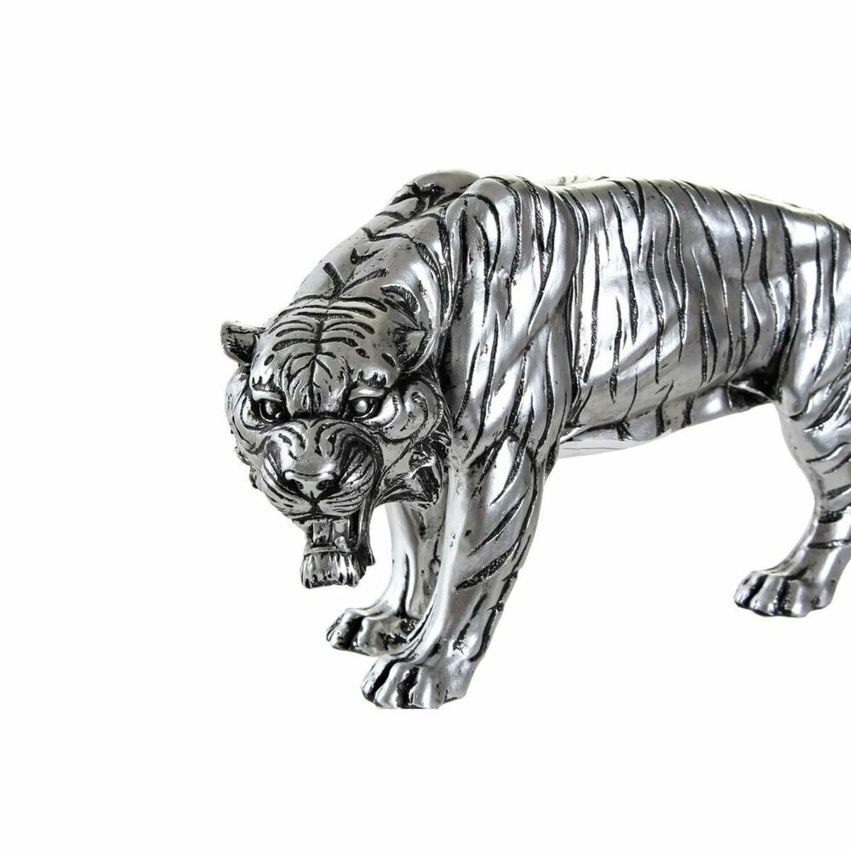 Decorative Figure DKD Home Decor Tiger Silver Resin (31 x 7.5 x 13.5 cm)