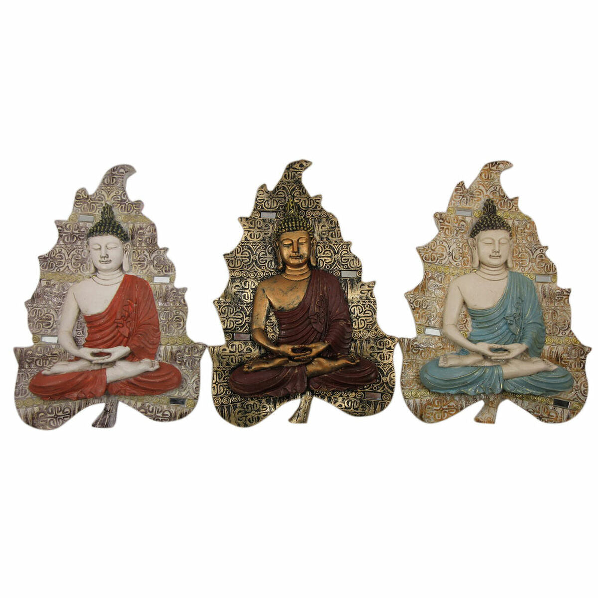 Wall Decoration DKD Home Decor Red Blue Golden Buddha Resin Oriental (19 x 3,1 x 26,5 cm) (3 Units)