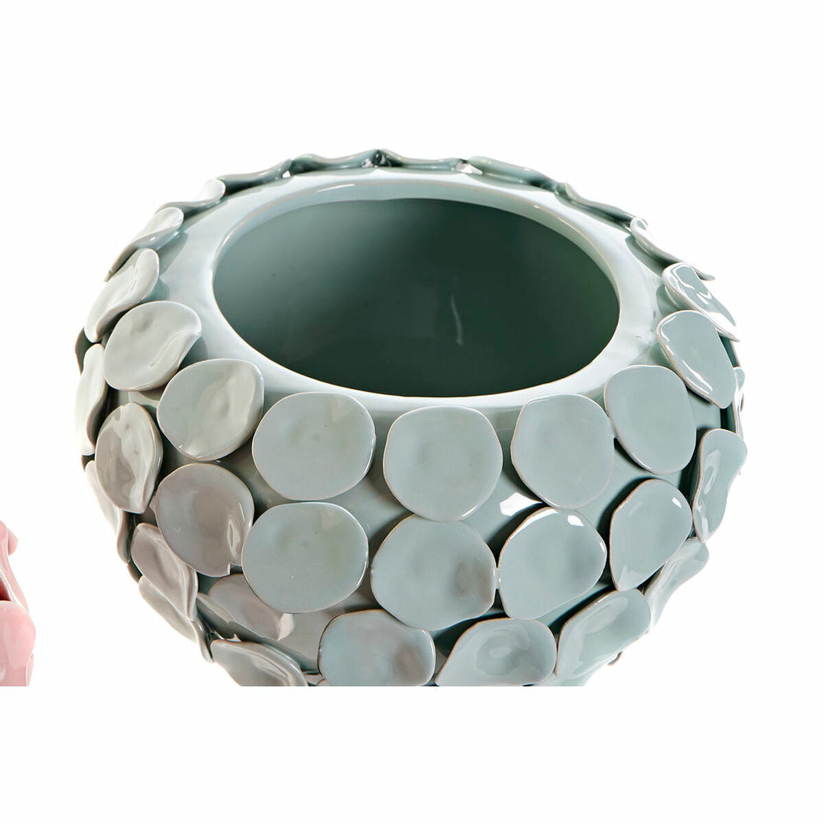 Vase DKD Home Decor Pink Turquoise Stoneware Modern (24.5 x 24.5 x 17 cm) (2 pcs)