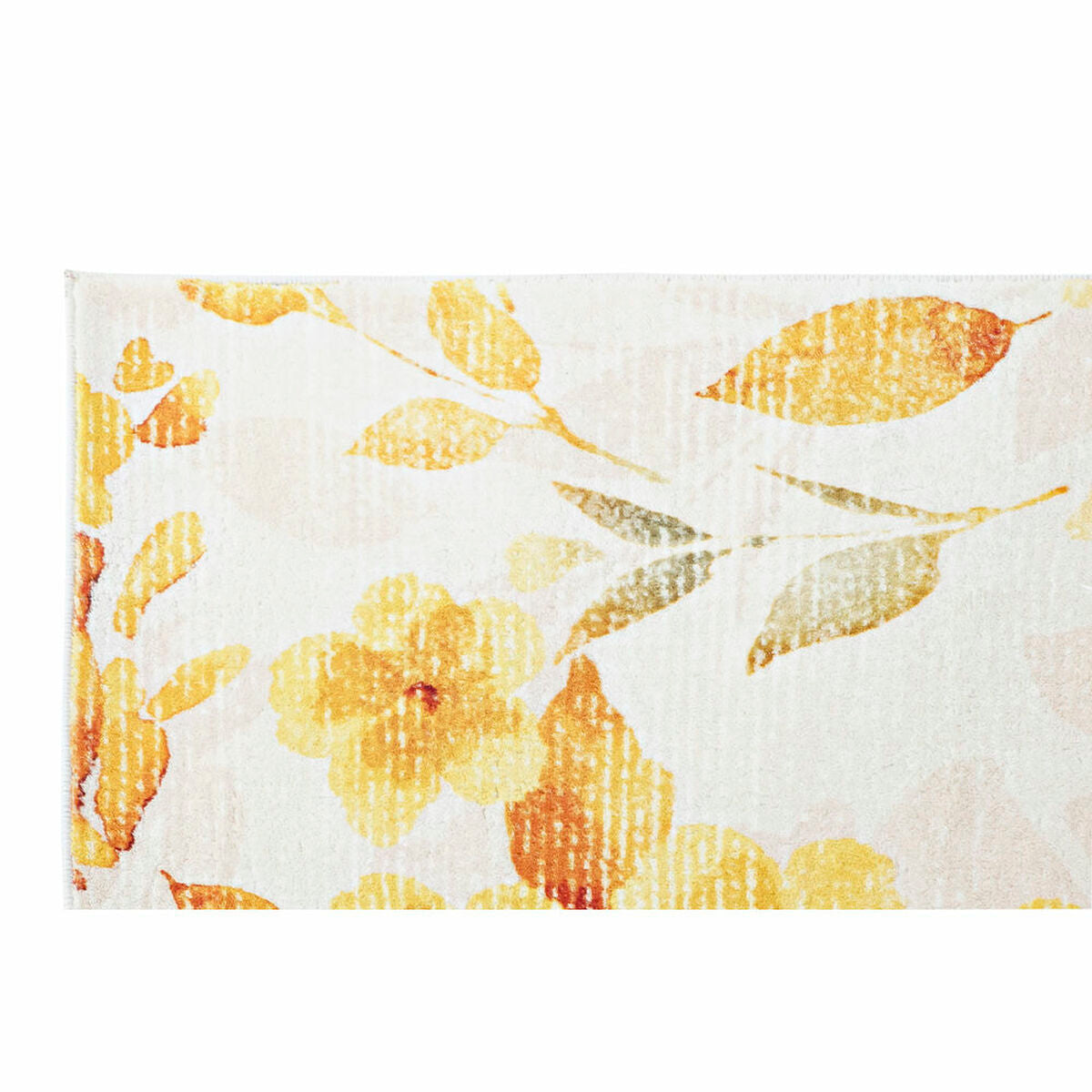 Carpet DKD Home Decor Yellow White Polyester Cotton Flowers (160 x 230 x 0.5 cm)