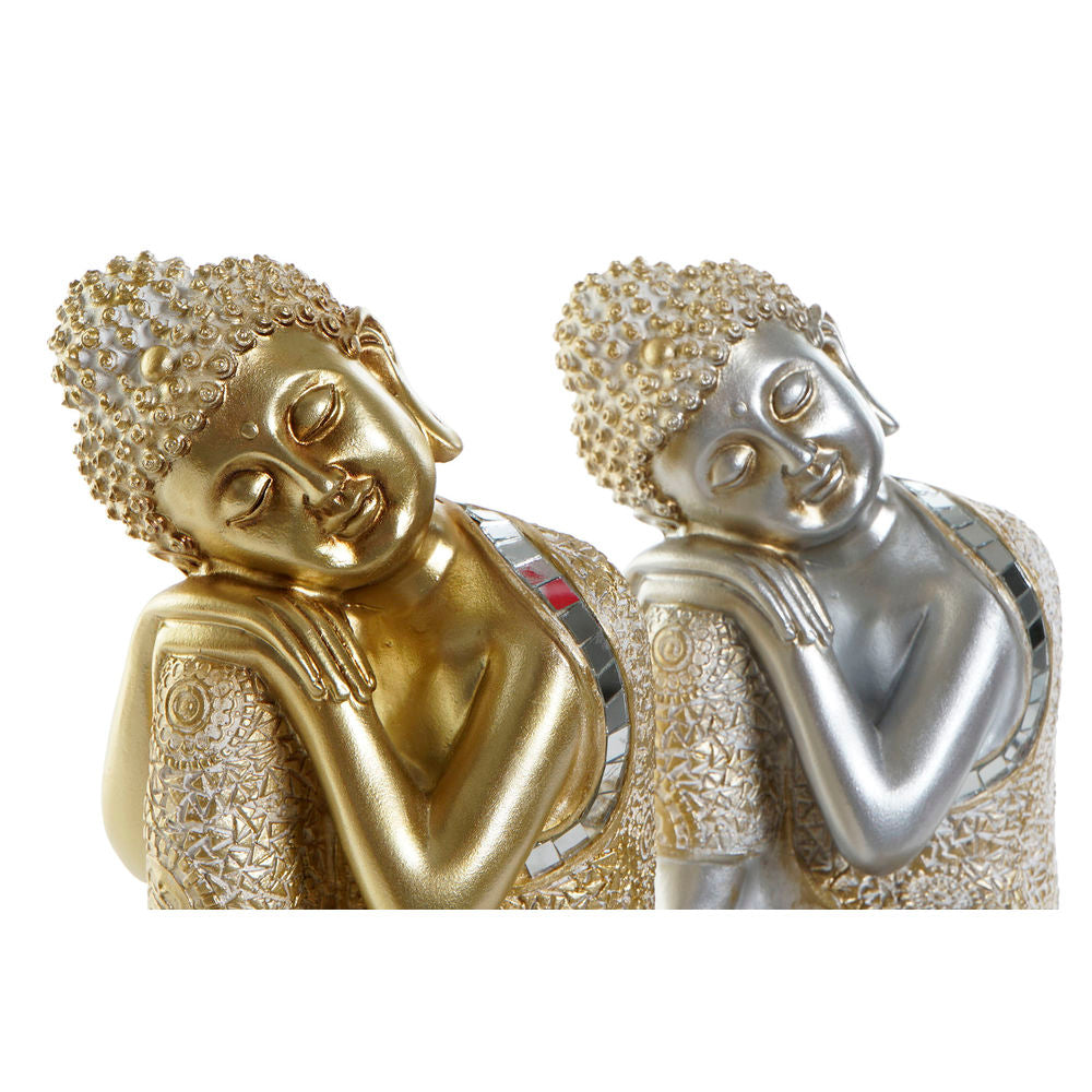 Decorative Figure DKD Home Decor Silver Golden Buddha Resin (16 x 16 x 23.5 cm) (2 pcs)