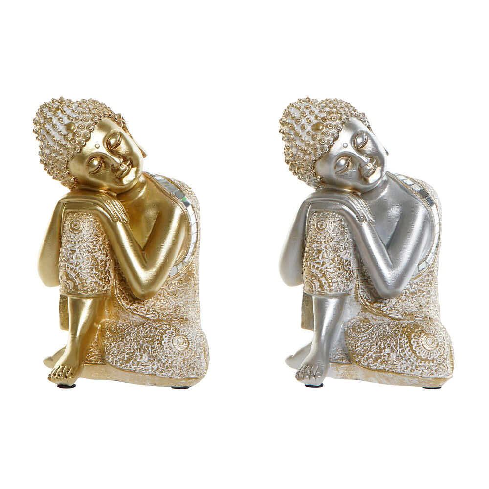 Decorative Figure DKD Home Decor Silver Golden Buddha Resin (16 x 16 x 23.5 cm) (2 pcs)