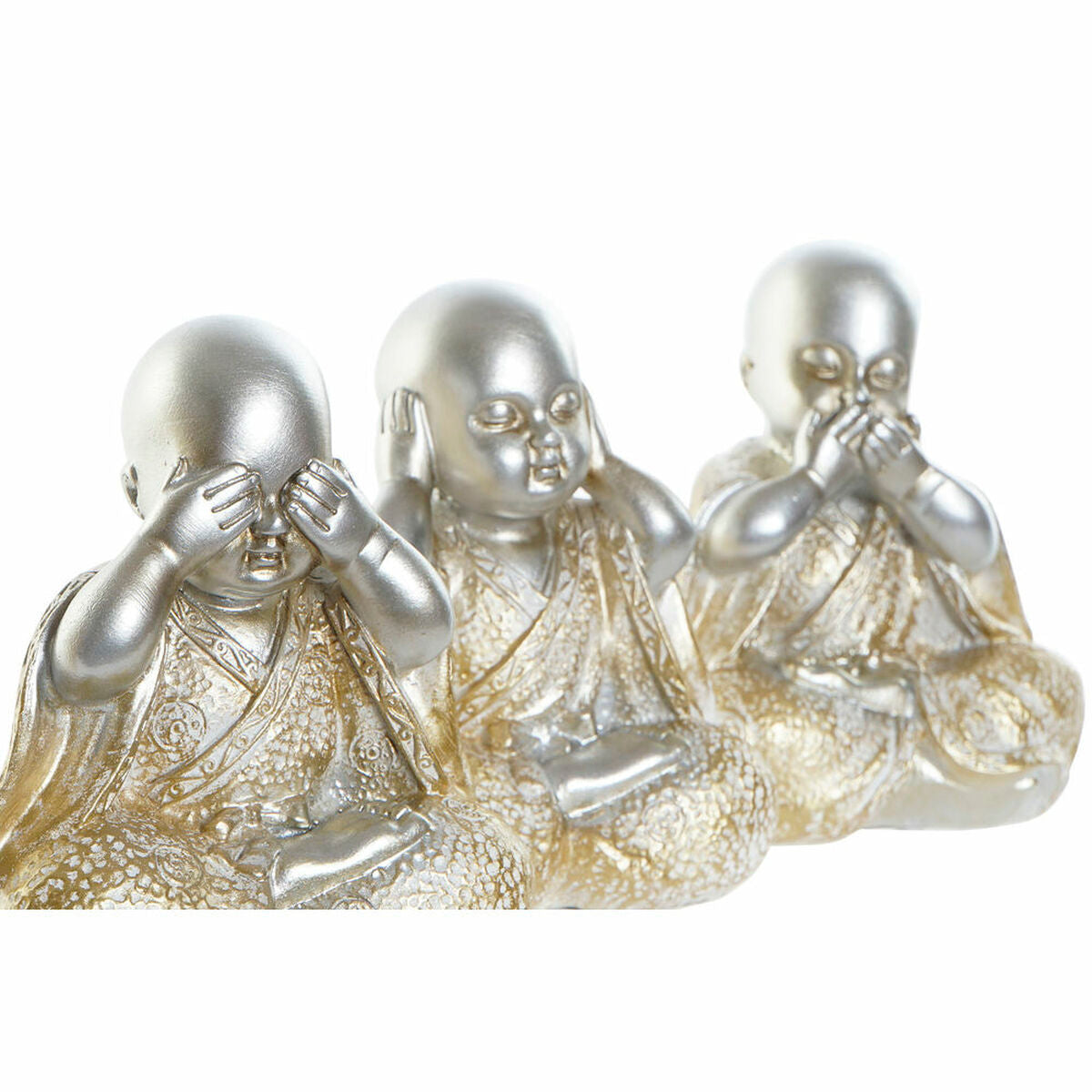 Decorative Figure DKD Home Decor Silver Golden Resin Monk (10.5 x 6 x 12 cm) (6 pcs)