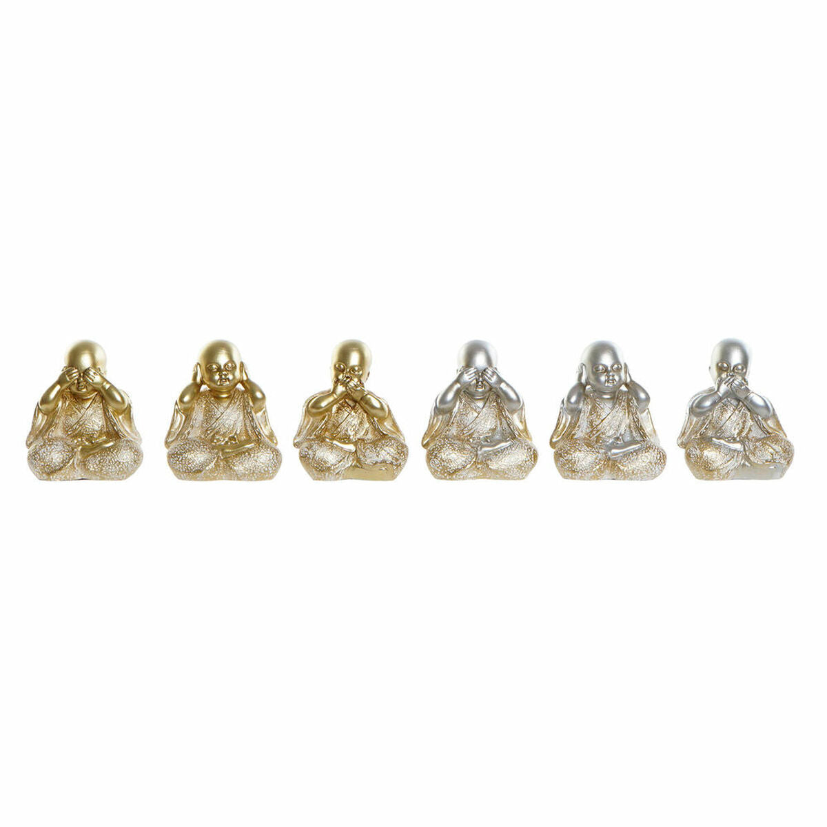 Decorative Figure DKD Home Decor Silver Golden Resin Monk (10.5 x 6 x 12 cm) (6 pcs)