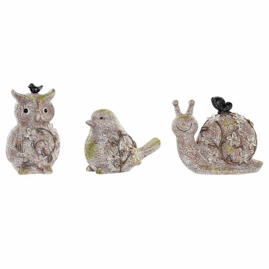 Decorative Figure DKD Home Decor Natural Pink Resin animals (20.5 x 10 x 17 cm) (3 pcs)