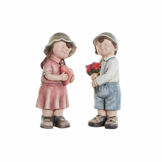 Decorative Figure DKD Home Decor Fibreglass Blue Pink Children (19 x 16 x 45 cm) (2 pcs)