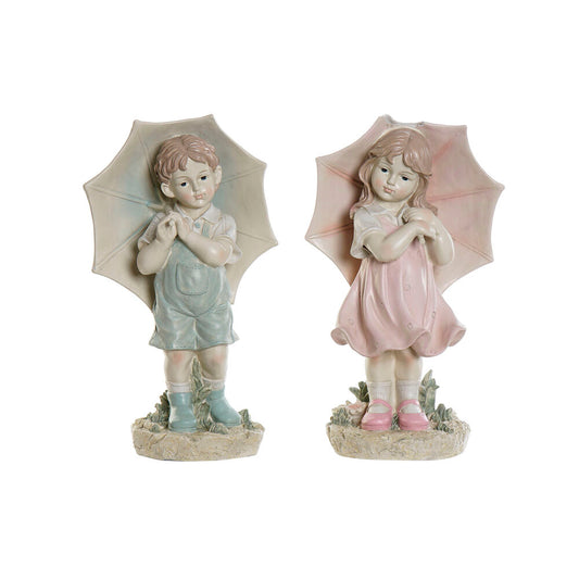 Decorative Figure DKD Home Decor Blue Pink Resin Children (28 x 20 x 48.5 cm) (2 pcs)