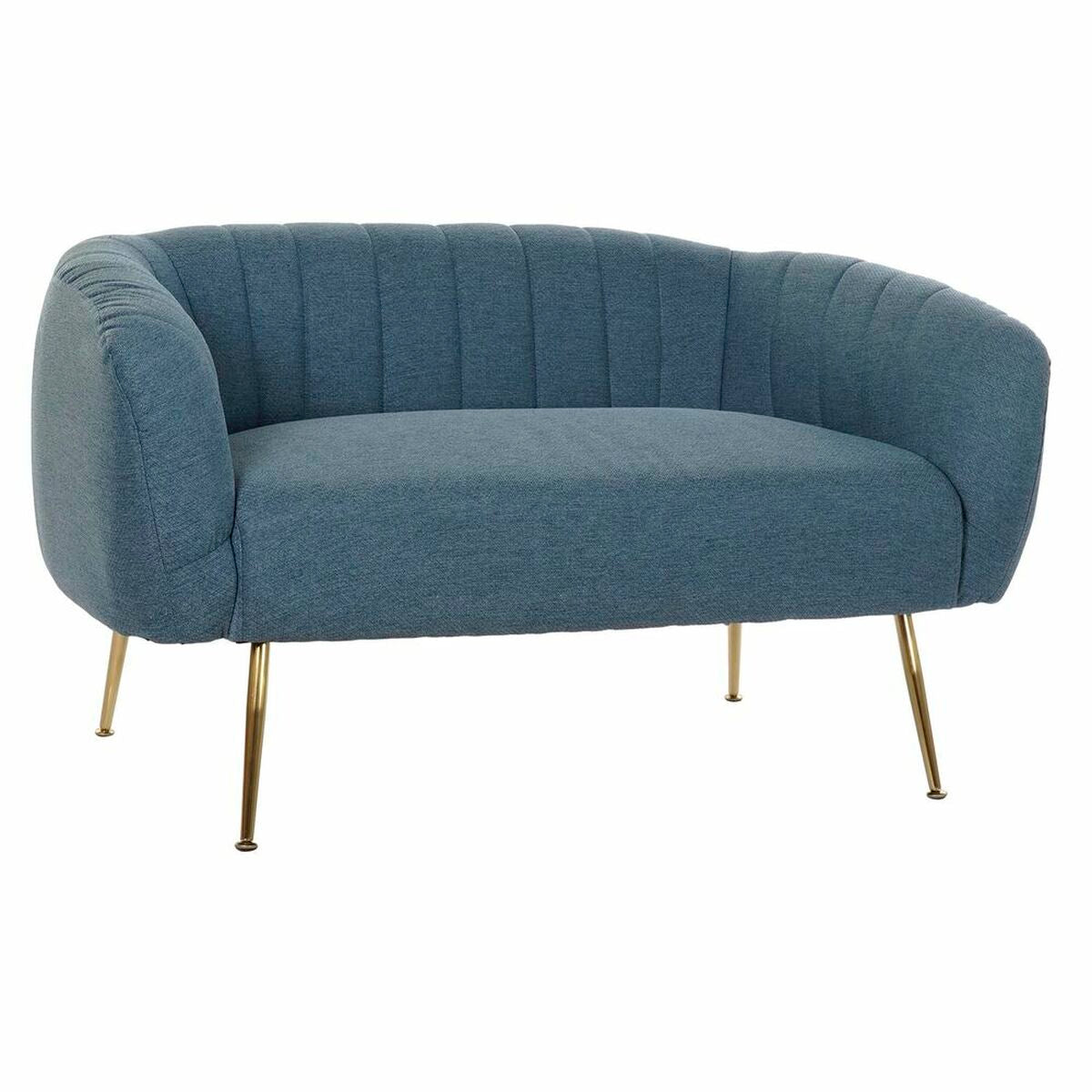 Sofa DKD Home Decor Foam Blue Golden Metal Wood Polyester (129 x 75 x 73 cm)