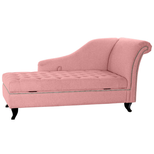 Chaise Longue Sofa DKD Home Decor Pink Metal Wood Polyester (165.5 x 69 x 83 cm)
