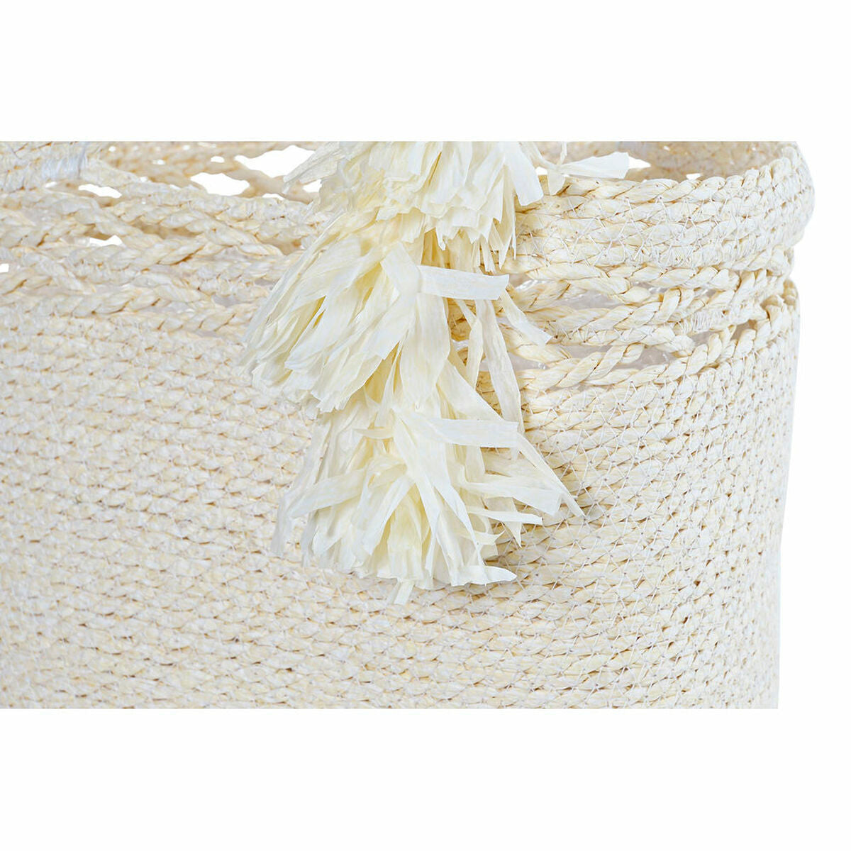 Basket DKD Home Decor Beige Natural Fibre (36 x 29 x 48 cm)