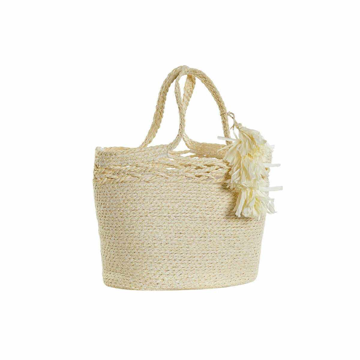 Basket DKD Home Decor Beige Natural Fibre (36 x 29 x 48 cm)