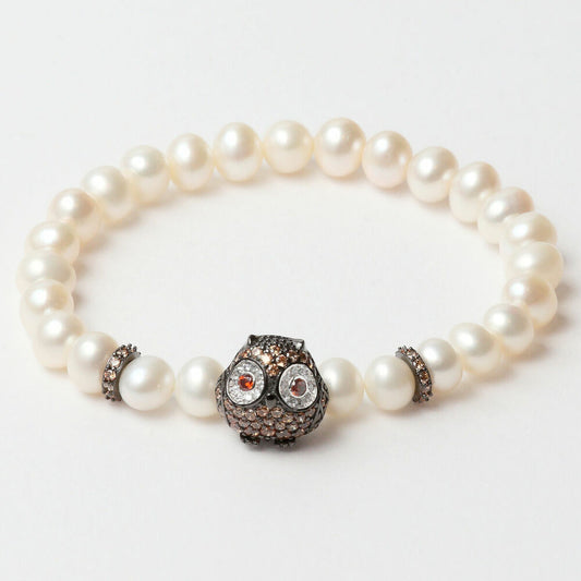 Ladies'Bracelet Lancaster JLA-BR-OWL-4-WH Brown White Sterling silver 16 mm