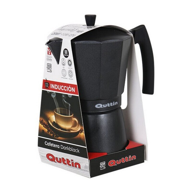 Italian Coffee Pot Quttin Darkblack Induction Black