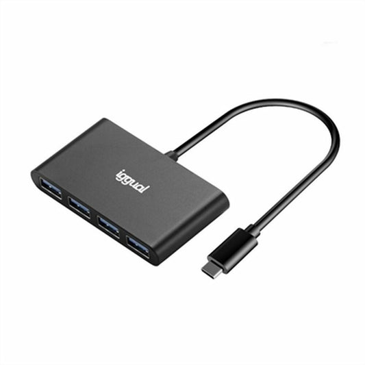 4-Port USB Hub iggual IGG317716 Black