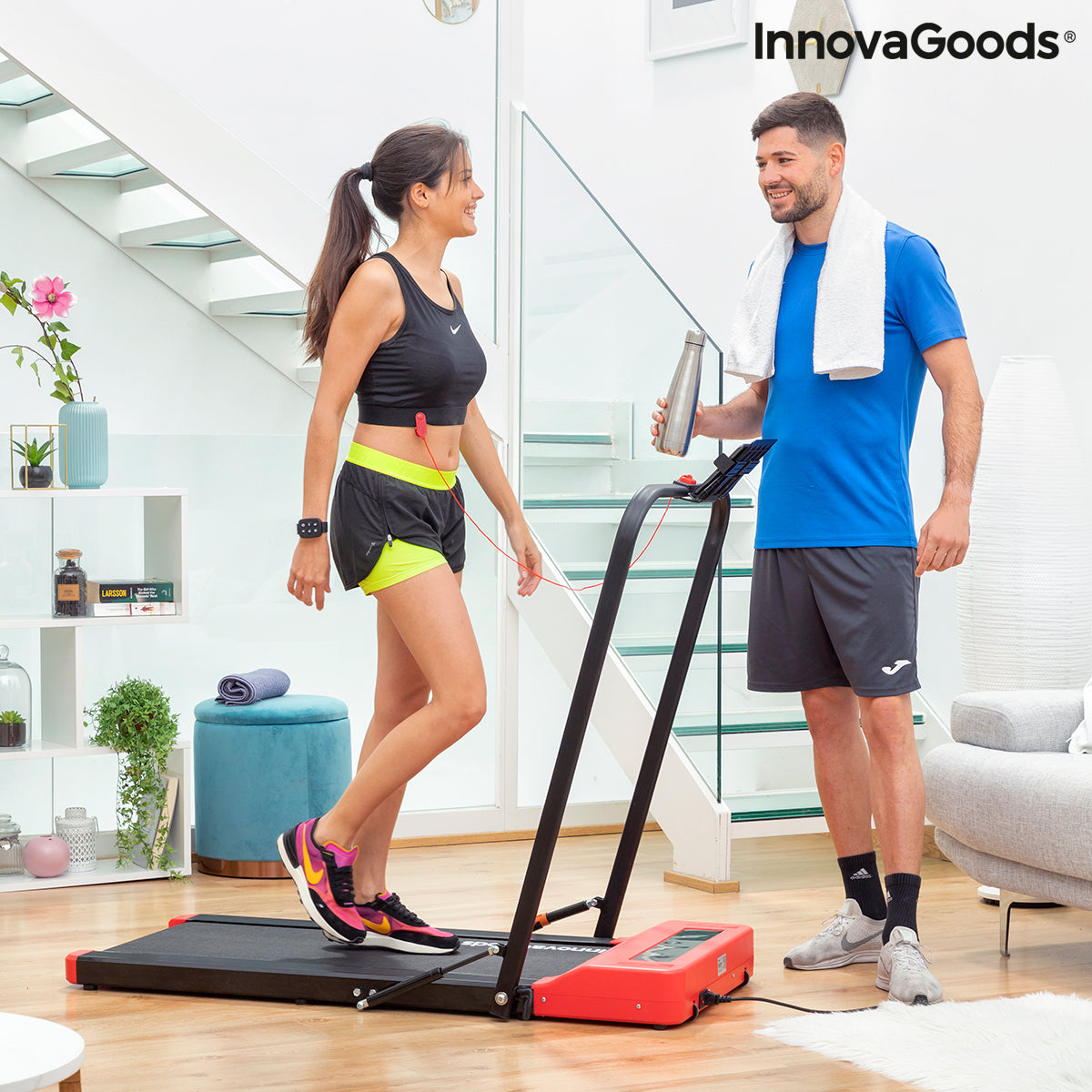 Folding Walking and Running Treadmill with Speakers and Remote Control Wristband Foljog InnovaGoods