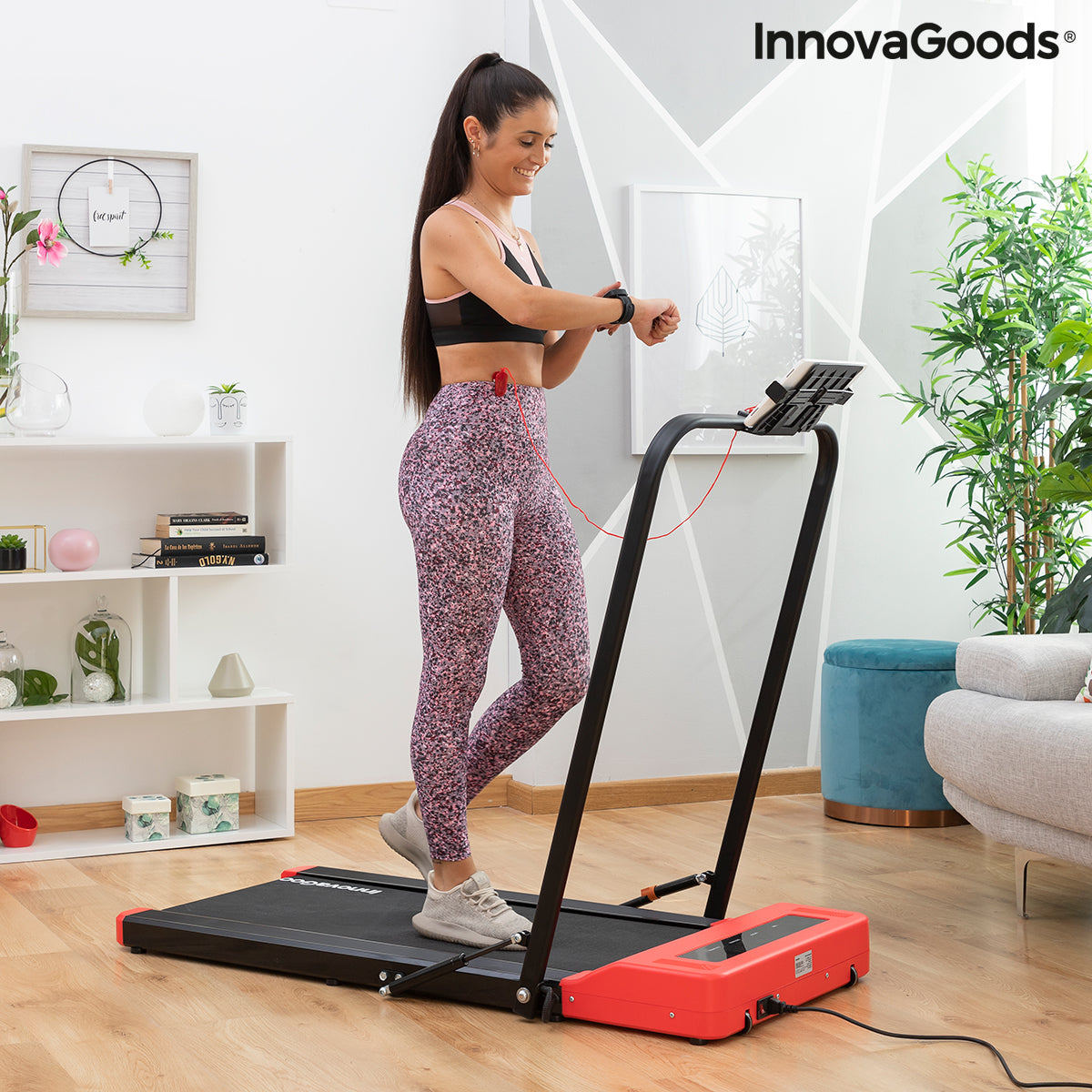 Folding Walking and Running Treadmill with Speakers and Remote Control Wristband Foljog InnovaGoods