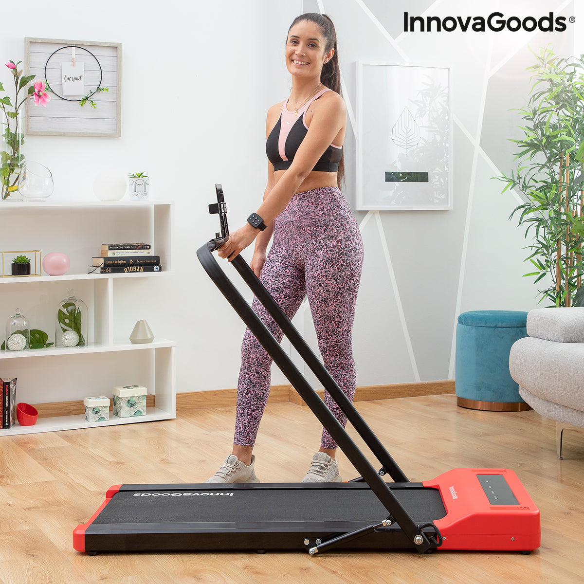 Folding Walking and Running Treadmill with Speakers and Remote Control Wristband Foljog InnovaGoods