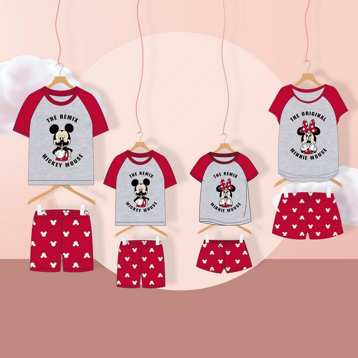 Summer Pyjama Mickey Mouse Red Grey