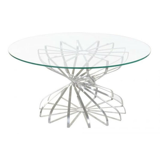 Dining Table DKD Home Decor Silver Crystal Iron (81 x 81 x 38 cm)