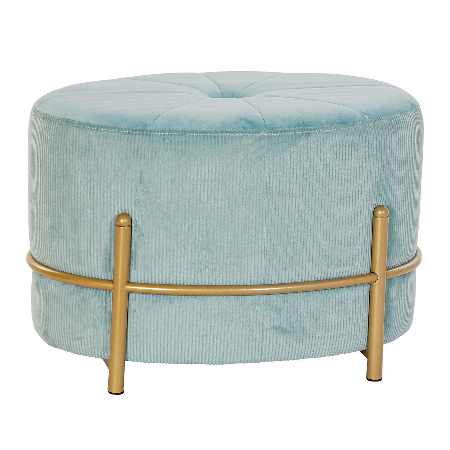 Bench DKD Home Decor   Golden Metal Polyester Velvet Sky blue (51 x 36 x 34 cm)